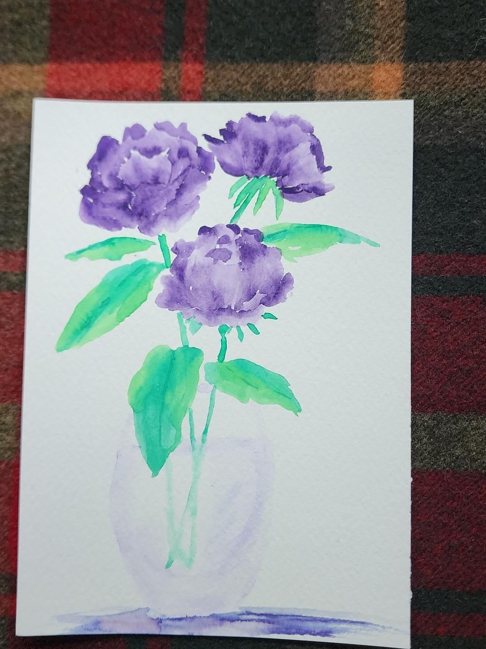 Original Watercolor Floral Painting - Purple Peonies